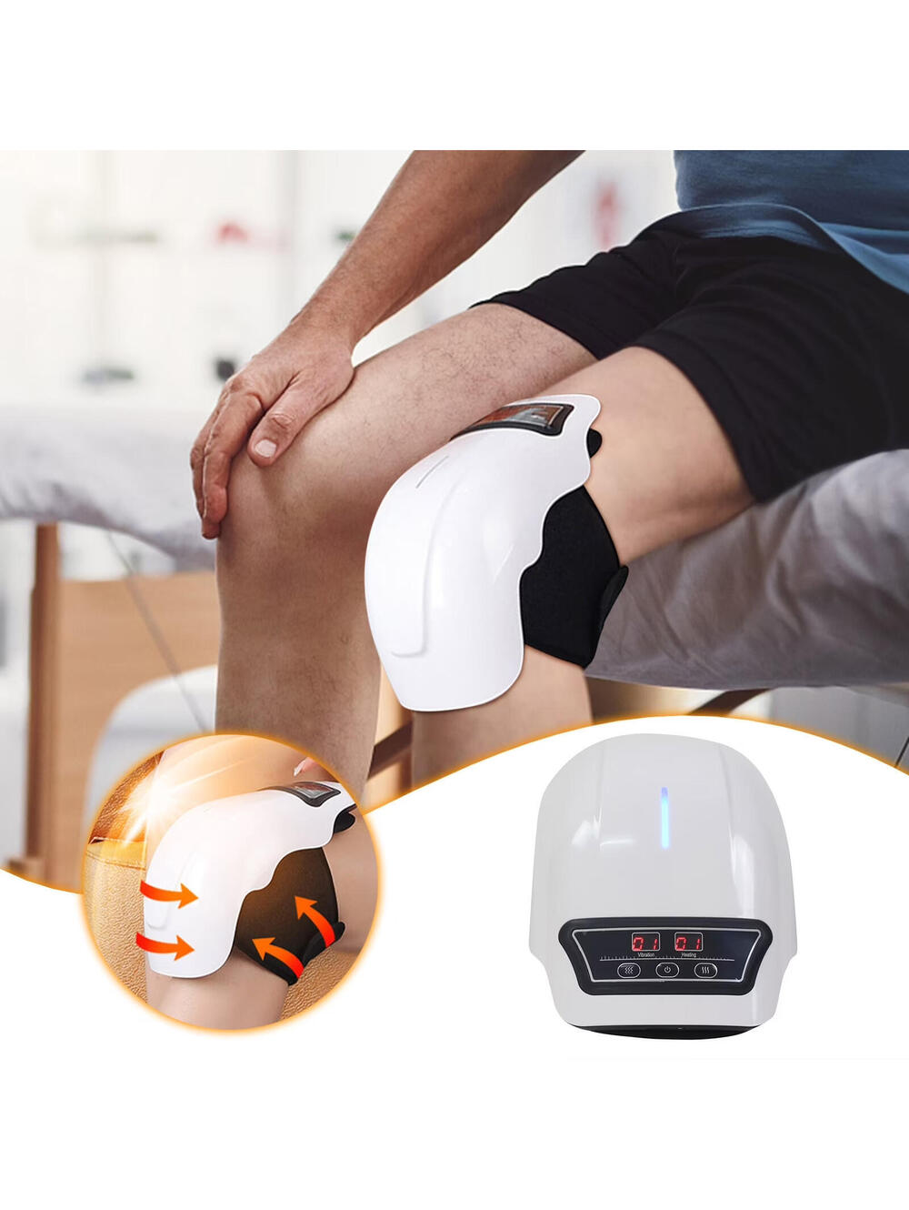 Wireless Knee Massager with Heat Vibration Massage LED Screen Infared Therapy